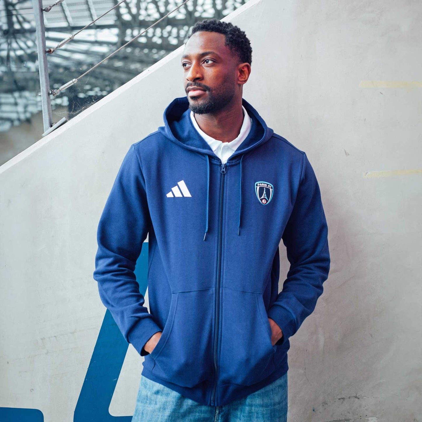 Hoodie zippé bleu Essentiel Paris FC x adidas